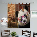 Farm Panda Bedroom Curtains 72 Inch Length, Window Curtains Tab Top, Farmhouse Barn Funny Animals Butterfly Light Filtering Window Treatments Drapes 52"x72" 2 Panel
