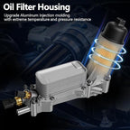 Aluminum Oil Filter Housing Engine Oil Cooler Compatible with 2011-2023 Charger Durango Challenger Journey Wrangl-er Cherok-ee Town and Country 200 300 Ram ProMaster 3.6L V6 for 926-876 926-959