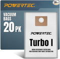 POWERTEC Turbo I, 9-20-27 Fleece Filter Bags 20PK, for Fein Dustex 25 L Wet/Dry Dust Extractor, for Fein 31345061010 Shop Vacuum Replacement Bags, Filter Bags, Dust Bags (75041-P4)