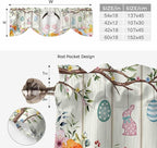 Easter Tie Up Valance Curtains for Windows, Kitchen Curtains Window Shades, Spring Farmhouse Watercolor Bunny Eggs Wood Grain Light Filtering Roman Curtain Valances for Bedroom/Bathroom/Cafe 42"x18"