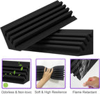 TroyStudio Bass Traps - 12 Pcs 4 X 4 X 12 Inches Dense Thick Studio Bass Foam Corner, Acoustic Treatment Panel Absorbing Echo Reverb, Low Frequency Sound Absorber for Music Room Home Recording Studio