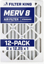 Filter King 6x12.25x1 Air Filter | 12-PACK | MERV 8 HVAC Pleated A/C Furnace Filters | MADE IN USA | Actual Size: 6 x 12.25 x .75"
