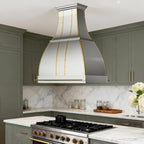 CHETTO C Stainless Steel Range Hood Cover with Quiet Vent Hood Insert Custom Handcrafted Metal Kitchen Fan with Towel Rack LED Light 36"W x27"D x27"H Brushed Stainless Steel Island Mount