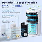 Air Purifiers for Home Large Room Up to 1680 Ft², Tailulu H13 HEPA Air Filter Cleaner, 360° Air Intake & Outlet,Smoke Dust Pollen,15dB Sleep Mode Air Purifiers for Bedroom Living Room, Kitchen, Office
