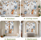 Navy Blue Pumpkin Fall Window Curtains 63 Inch Long 2 Panel Set, Rod Pocket Bedroom Curtains & Drapes, Thanksgiving Maple Leaves Branches Light Filtering Window Treatment for Living Room 42"W x 63"L