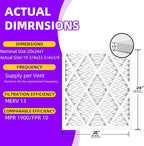 20x24x1 MERV 13 (6-Pack) Pleated Air Filter (Actual Size: 19.75x23.75x0.75") MPR 1900 & FPR 10, Furnace Air Filters