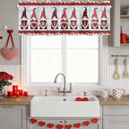 I Love U Valance Curtains for Kitchen, Valentine's Day Dwarf Romantic Wood Grain Privacy Rod Pocket Valance Curtain, Light-Filtering Window Treatment for Bedroom Bathroom, 42"x18"