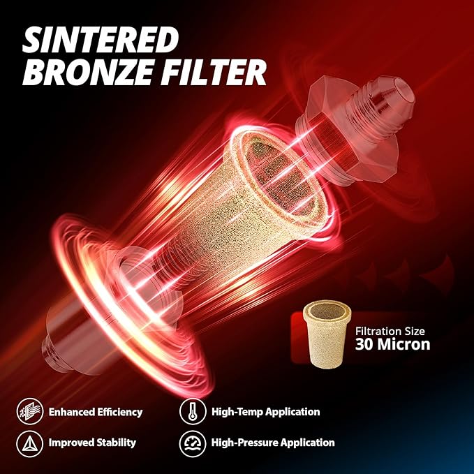 EVIL ENERGY 8AN Billet Inline Fuel Filter 30 Micron Aluminum Black for Car EFI & Carb Fuel Systems, Motorcycle and Boats