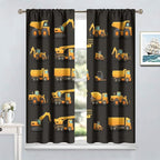 Kids Construction Window Curtains, Construction Machinery Equipment Mode of Transport Bulldozer Tractor Windows Curtain for Children Teens Room Decor 42x54in (30% Blackout)