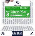 MervKing 20x25x4 Air Filter Actual Size: 19.88" x 24.88" x 4.31" MERV 8 MPR 600-700 | MADE IN USA | 2-Pack | Pleated HVAC AC Furnace Replacement