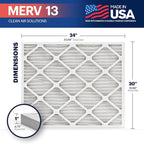 BNX TruFilter 20x24x1 Air Filter MERV 13 (6-Pack) - MADE IN USA - Electrostatic Pleated Air Conditioner HVAC AC Furnace Filters for Allergies, Pollen, Mold, Bacteria, Smoke, Allergen, MPR 1900 FPR 10