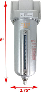 3/4" NPT HEAVY DUTY Industrial Grade Particulate Filter/Water Trap For Air Compressor Compressed Air Lines, 5u With Metal Bowl (MANUAL DRAIN)