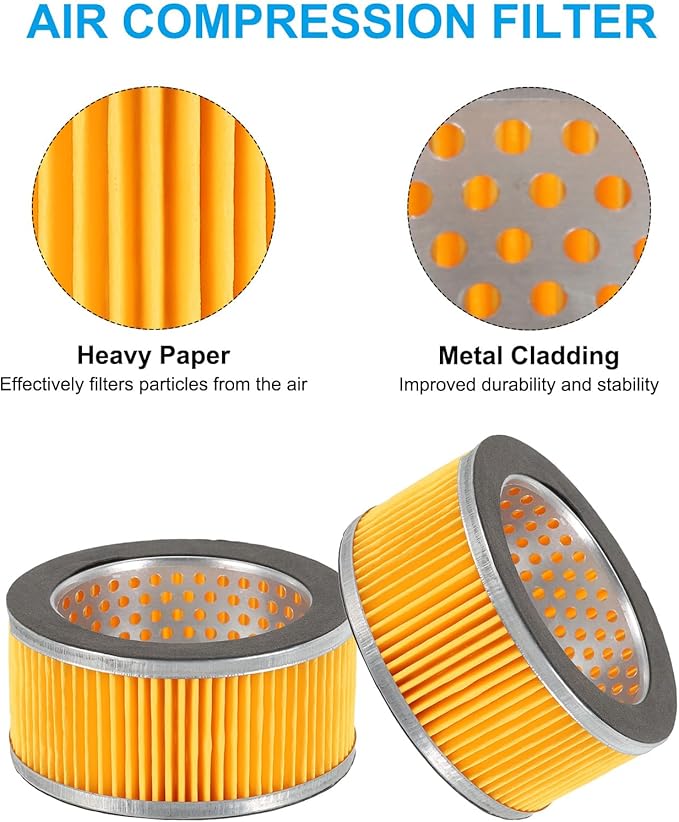 PATIKIL 4.2 x 2 Inch Air Compressor Intake Paper Filter 4 Pack Piston Type Air Filter Elements Replacement for Blowers Generators Filter Particles to Reduce Noise, Yellow