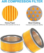 PATIKIL 4.2 x 2 Inch Air Compressor Intake Paper Filter 8 Pack Piston Type Air Filter Elements Replacement for Blowers Generators Filter Particles to Reduce Noise, Yellow