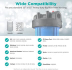 SimPure Whole House Water Filter Cartridges 5 Micron 10" x 4.5" PP+CTO 2-Stage Sediment and Carbon Filter Set, for DB10C-2, DB10P, GE FXHTC, GXWH40L, WGB21B, FP15B, FC15B, 4 Sets