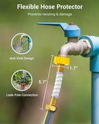 AQUA CREST Garden Hose Water Filter for Plants, Greatly Reduces Chlorine, Odor, Improve Plants Health, Ideal for Organic Gardening, Farming and Pets, Pack of 2, with Hose Protector
