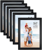 Langdon House 5x7 Picture Frames Set (Black, 6 Pack) Distinguished Edging for Classic Style, Richland Collection