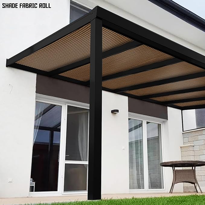 TANG Sun Shade Fabric Roll 8'x32' Shade Cloth for Garden Brown HDPE Mesh Shading Pergola Cover Replacement Canopy, 95% Blockage Sunshades for Outdoor Patio Backyard Plant