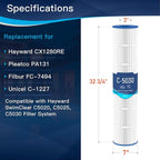 C5030 Pool Filter Cartridges, Compatible with Hayward SwimClear C5030, C5020, C5025, Replaces Hayward CX1280XRE, Pleatco PA131-PAK4, Unicel C-7494, Filbur FC-1227, 131 sq. ft, 4-Pack