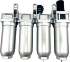 4 STAGE SUPER DUTY INDUSTRIAL GRADE ULTRA CLEAN FILTER REGULATOR COALESCING DESICCANT DRYER SYSTEM FOR COMPRESSED AIR LINES METAL BOWLS GREAT FOR PAINT SPRAY AND PLASMA CUTTER (3/4"NPT MANUAL DRAIN)