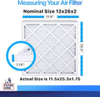 Filter King 12x26x2 Air Filter | 4-PACK | MERV 8 HVAC Pleated A/C Furnace Filters | MADE IN USA | Actual Size: 11.5 x 25.5 x 1.75"
