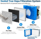 MOUNTO 550cfm Hepa Air Scrubber Industrial Air Cleaner- 550cfm Portable Air Purifier w/Variable Speed, Dual Outlet for Fire/Water Damage Restoration, Construction & Painting, Janitorial (Blue)