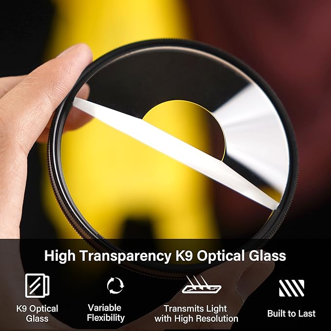 Walking Way 82mm Split Halo FX Prism Lens Filter, Rotating Half-Frame Blur & Halo Effect Filter for Portraits, Creative Photography & Video, Durable Optical Glass
