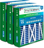 Filterbuy 21x23.5x5 Air Filter MERV 13 Optimal Smoke & Allergy Defense (3-Pack), Pleated HVAC AC Furnace Filters for Trane Perfect Fit & American Standard (Actual Size: 20.00 x 23.09 x 4.97)