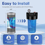 ICEPURE 5 Micron 4.5" x 10" CTO10BB-CQB Whole House Water Filter Upgraded Coconut Shell Activated Carbon Lead Removal Water Filter Replacement for Home, 3PACK