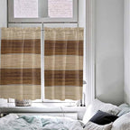 Retro Country Brown Wooden Board Window Valance Curtains, Farmhouse Gradient Plank Light Filtering Kitchen Valance with 3-inch Rod Pocket for Living Room Bathroom Bedroom,2 Panel,42x54In