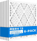 (6 Pack) 20x22x1 Furnace Air Filters, MPR 1900 & FPR 10, MERV 13 Pleated Air Filter (Actual Size: 19 3/4"x21 3/4"x3/4")