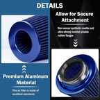 Universal Clamp-On Air Intake Filter, High Performance, Washable Filter, Replacement Air Filter, Flange Diameter 3.5inch/89mm (Blue)