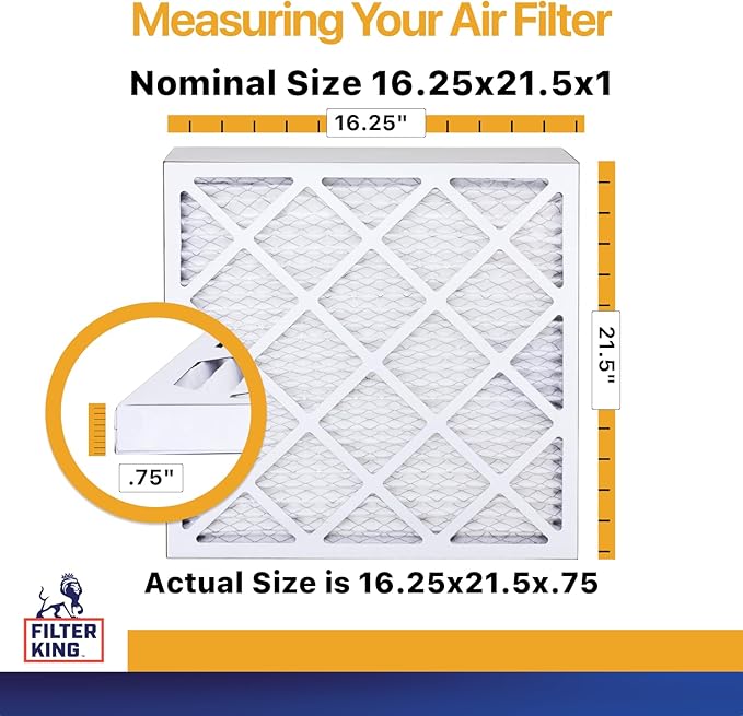 Filter King 16.25x21.5x1 Air Filter | 6-PACK | MERV 13 HVAC Pleated A/C Furnace Filters | MADE IN USA | Actual Size: 16.25 x 21.5 x .75"