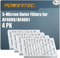 POWERTEC 5 Micron Outer Air Filter for WEN 3410, POWERTEC AF4000/AF4001, Shop Fox W1830 Air Filtration System, Replacement for WEN 90243-027-2 Woodworking Air Filters for Workshop & Garage, 4PK
