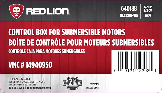 Red Lion RLCB05-115 1/2-HP 115-Volt VMC Control Box for Well Pump, Grey, 640188