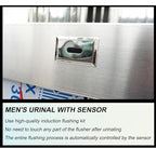 Wall-Mounted Stainless Steel Urinal Trough with Drain Pipe and Sensor, 304 Steel Commercial Multi-User Urinal, 100CM/150CM, for Schools and Construction Sites (150CM)