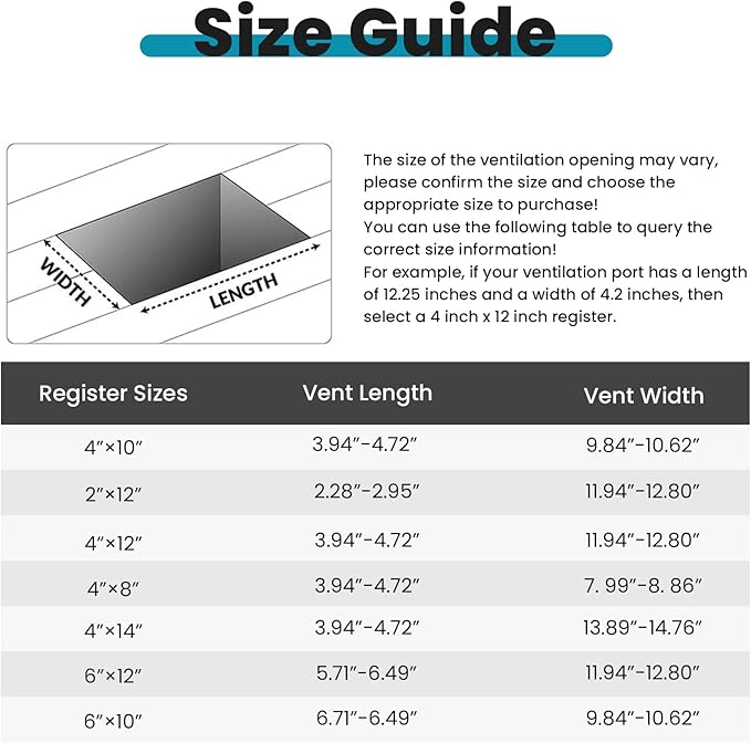 VOISEN Floor Register 2x12, 6 Pack Floor Vent Covers, Steel Adjustable Air Supply Grille Register Vent Cover Grill for Sidewall and Floor, Vent Covers for Home Floor,Brown