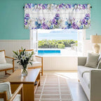 Spring Flowers Curtain Valances for Windows, Kitchen Valance Window Treatment, Watercolor Garden Florals Wooden Grain Light Filtering Block Curtains for Bathroom/Bedroom/Living Room 60'' x 18''