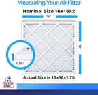 Filter King 16x18x2 Air Filter | 6-PACK | MERV 8 HVAC Pleated A/C Furnace Filters | MADE IN USA | Actual Size: 16 x 18 x 1.75"