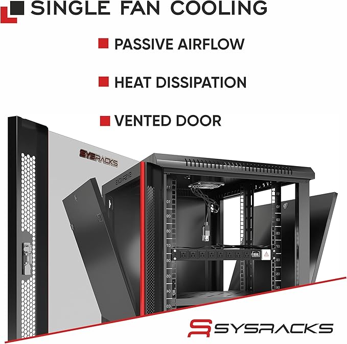 Sysracks 27U Wall Mount Server Rack Cabinet, 19” Locking Network Rack, 24” Deep, Glass Door, with Fan, PDU and Shelf
