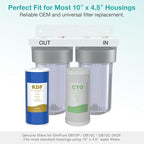 SimPure Whole House Water Filter Cartridges 10" x 4.5" GAC/KDF Carbon and Heavy Metal Filter, for DB10C-2KDF, DB10P, WGB21B-KS, FG15B-KS, GE FXHTC, GXWH40L, 2 Pack