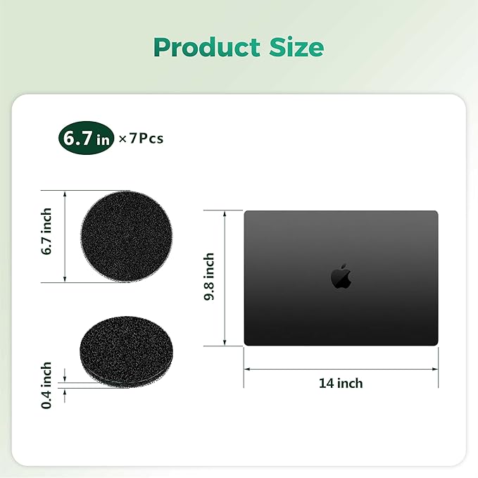 Polyurethane Activated Charcoal Filters -7 Pack 6.7 Inch Round Strong Odor Control Replacements for Kitchen and Countertop Compost Buckets/Bins