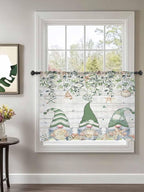 Sheer Curtains 54 Inch Length, Coastal Eucalyptus Leaf Semi Sheer Curtains Light Filtering Window Treatment, Sage Green Gnomes Starfish Privacy Voile Drapes for Living Room Bedroom 52x54 Inch