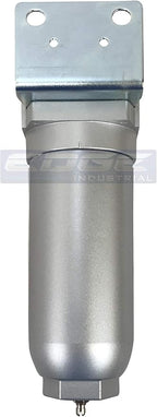 HEAVY DUTY INDUSTRIAL RATED HIGH FLOW PARTICULATE FILTER, IN-LINE WATER TRAP FOR COMPRESSED AIR LINE SYSTEMS, 5 MICRON WITH METAL BOWL (1" NPT, 11oz)