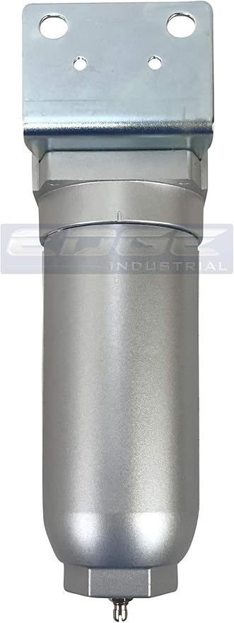 HEAVY DUTY INDUSTRIAL RATED HIGH FLOW PARTICULATE FILTER, IN-LINE WATER TRAP FOR COMPRESSED AIR LINE SYSTEMS, 5 MICRON WITH METAL BOWL (1/2" NPT, 11oz)