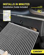 Cabin Air Filter w/Activated Carbon for Jeep Wrangler (2011-2017), Wrangler JK (2018), OE# 55111302AA, 68233626AA, CF11777, C16177E, P3923WS