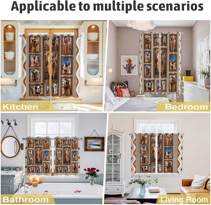 2 Panel Kitchen Cafe Curtains, Desert Camels Sunlight Filtering Nature Air Through, Home Decor Window Covering Tier Curtains for Living Room 104W x 72L inch Western Wildlife Brown Animals Country