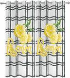 Lemon Outdoor Curtains for Patio Lemon Leaves Summer Plaid Buffalo Waterproof Outside Curtains with Grommet Top Weatherproof Curtain for Cabana Pergola Gazebo, 2 Pack, 54" W x 95" L