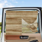 Light Brown Wood Grain Magnetic Double Layer Car Window Shades,Side Window Curtains for Blackout/Breathable Mesh View,Western Farmhouse Barn Door Privacy Sun Shades for Heat/UV Protection 26x20in 2pcs