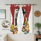 Cows Sunflowers Living Room Curtains 84 Inch Length, Window Curtains Tab Top, Spring Botanical Floral Bees Red Barn Light Filtering Window Treatments Drapes 42"x84" 2 Panel